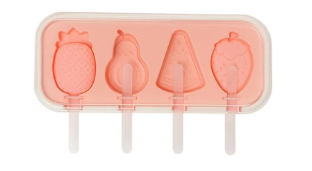 MOLDE DE SILICONA P/ 4 HELADOS - FRUTAS