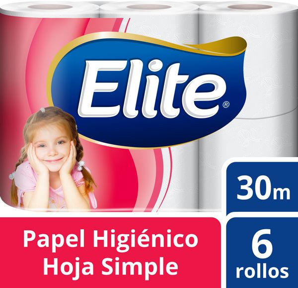[COG-MIG13-4015] Papel higiénico Elite hoja simple de 30 m x 6 rollos