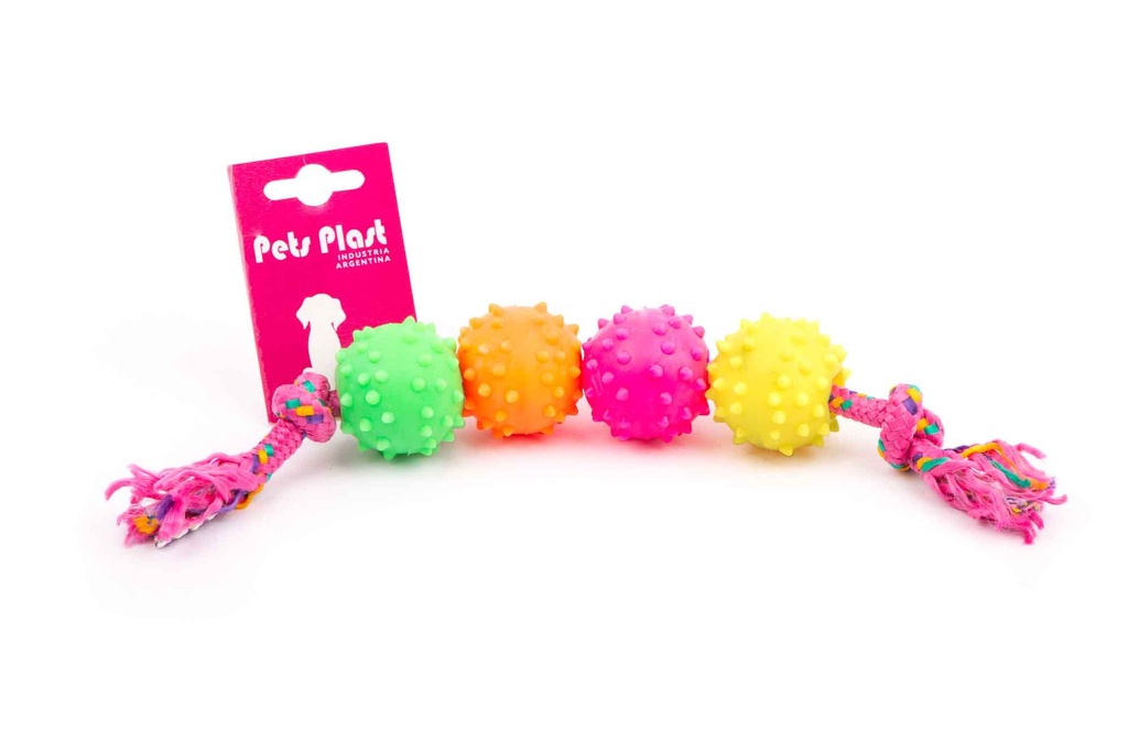 Pelota Con Puas De Goma X4 Y Soga 8Mm 48Cm