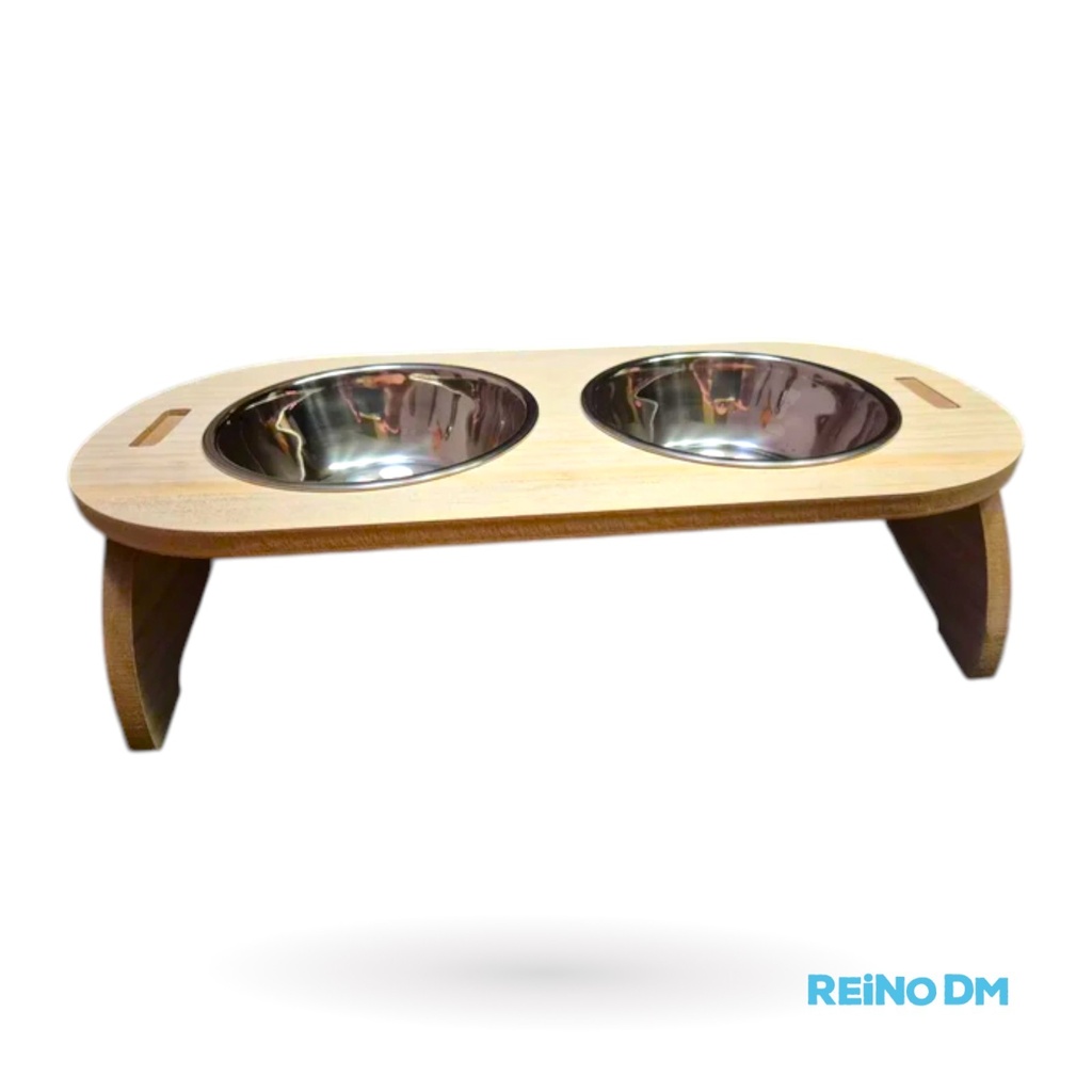 Comedero Madera y Acero Doble Deco Per-Ros