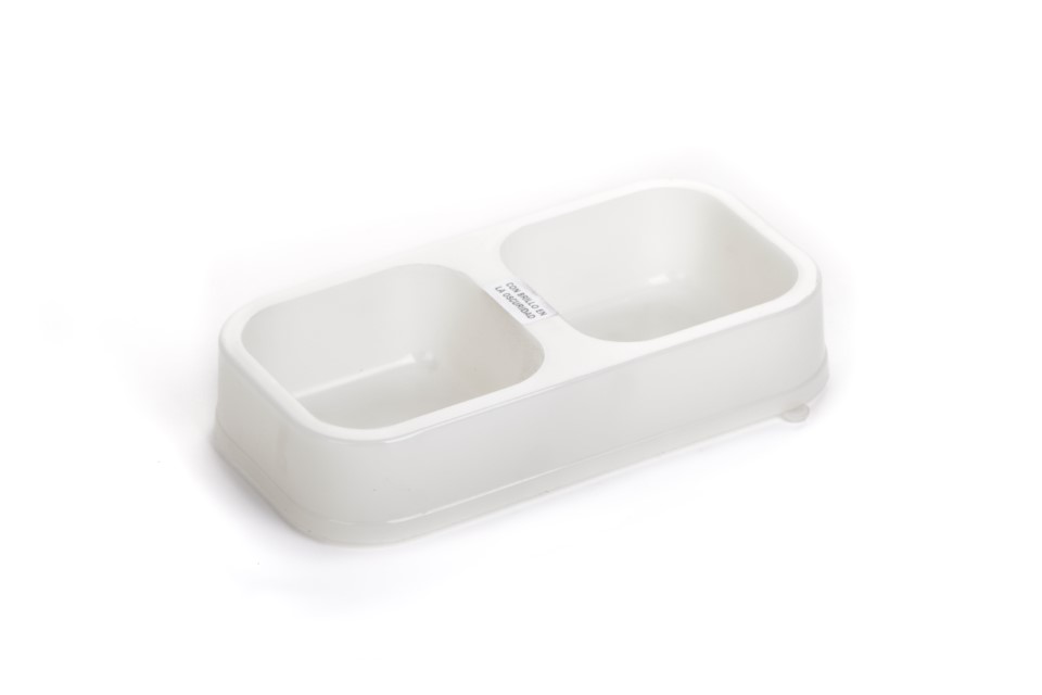 [231264] COMEDERO DOBLE RECTANGULAR BRILLO EN LA OSCURIDAD- PETS PLAST