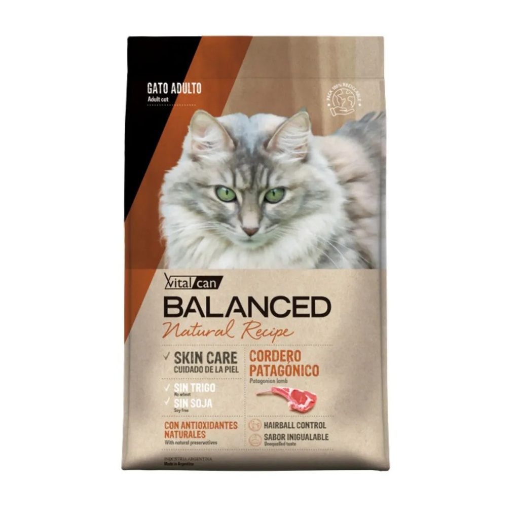 Balanced Gato Adulto Natural Recipe Cordero