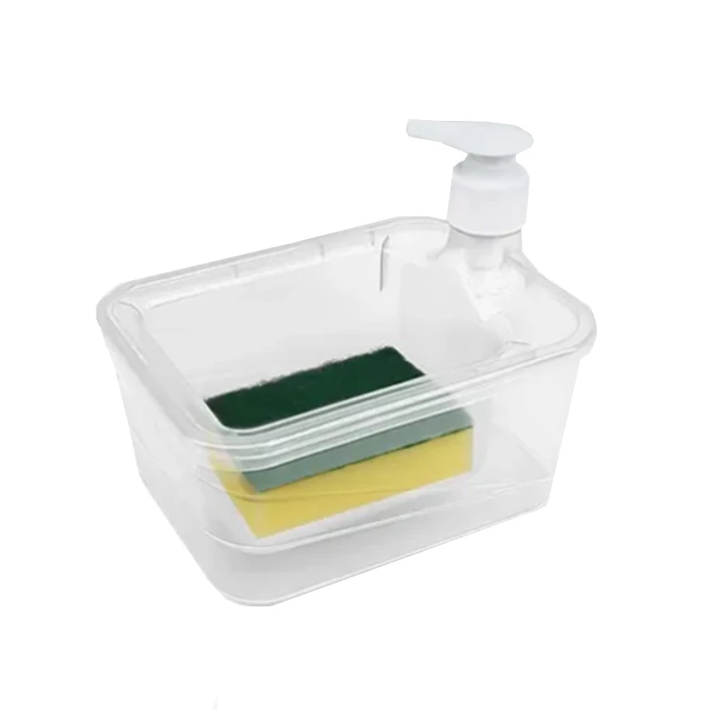 DISPENSER DETERGENTE RECTANGULAR CON PORTA ESPONJA