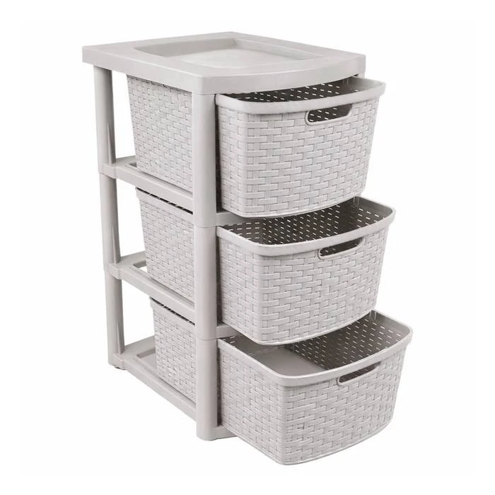 CAJONERA RATAN 15LTS X 3U GRIS PASTEL